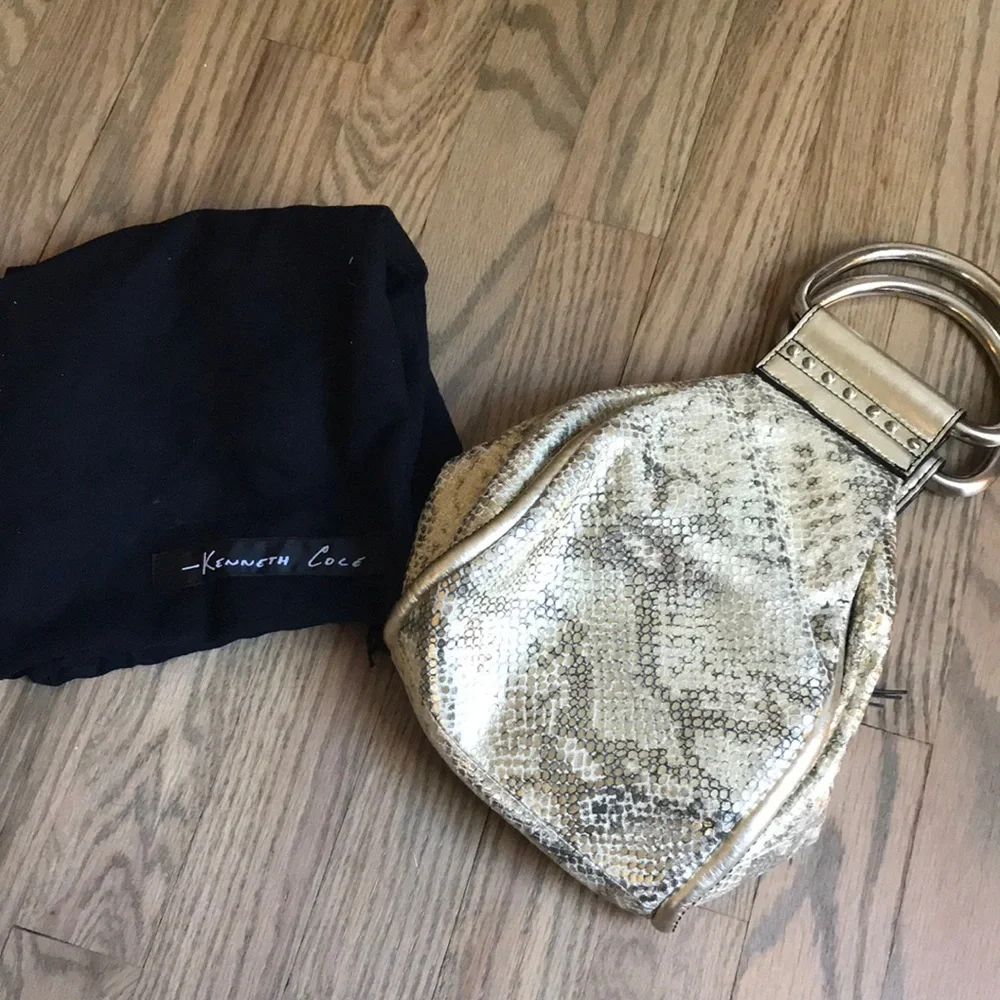 NWOT Kenneth Cole gold snakeskin handbag